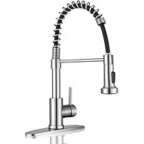 WEWE Kitchen Faucets, Commercial Brushed Nickel Stainless Steel Pull Down Sprayer Single Hole Single | Amazon (US)
