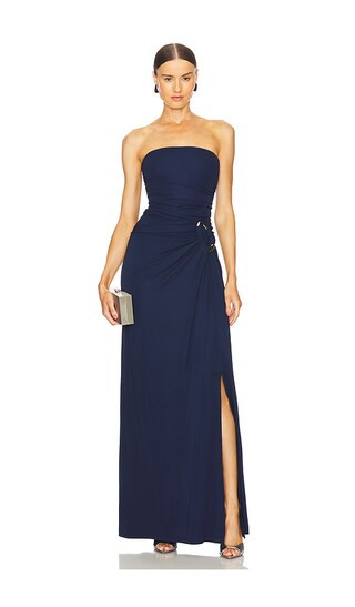 Emma Strapless Bustier Gown in Midnight | Revolve Clothing (Global)