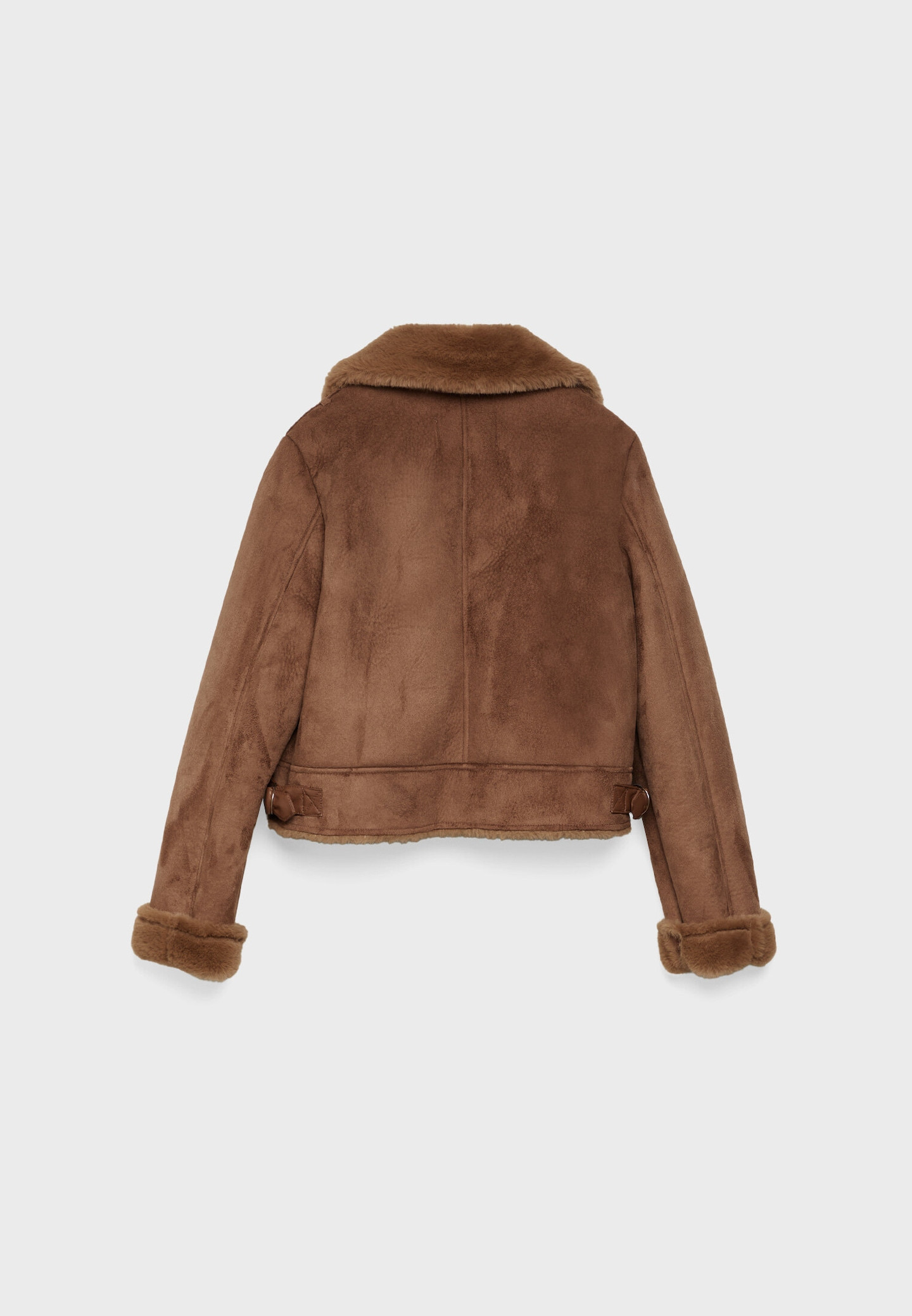 Cropped double-faced faux suede biker jacket | Stradivarius (UK)