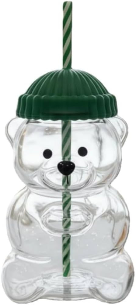 2025 New Bear Straw Glass Cup, 20oz Cute Glass Mug with Straws for Coffee, Juice, Milk and Tea, L... | Amazon (US)