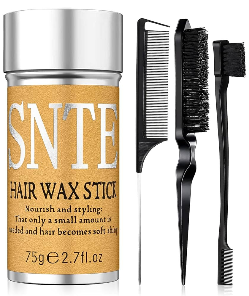 Slick Back Hair Brush & Hair Wax Stick Set - Tames Frizz & Smooths Flyaways - Sleek Ponytails, Bu... | Amazon (US)