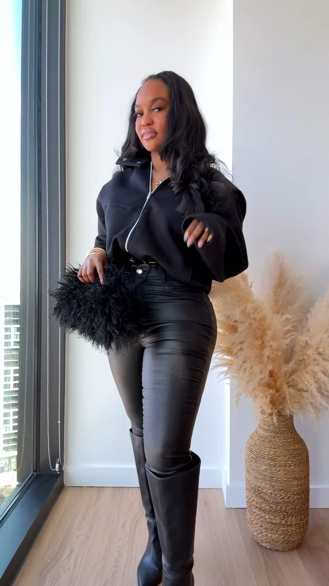OOTD 🖤 An all black look!
Wearing a size S in the jacket, I sized down. The pants in this video are from Fashion Nova, but I linked a similar pair below 

#LTKPetite #LTKootd #LTKSaleAlert