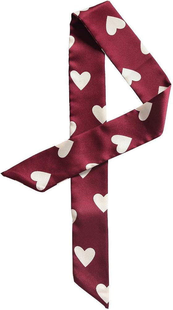Allegra K Women Skinny Ribbon Neckerchief Heart Pattern Narrow Hair Wrist Scarf Headband Handbag ... | Amazon (US)