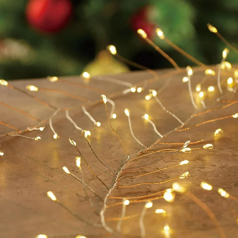 Indoor/Outdoor 100-Count Battery-Operated LED Cluster Garland Christmas String Lights, Warm White... | Walmart (US)