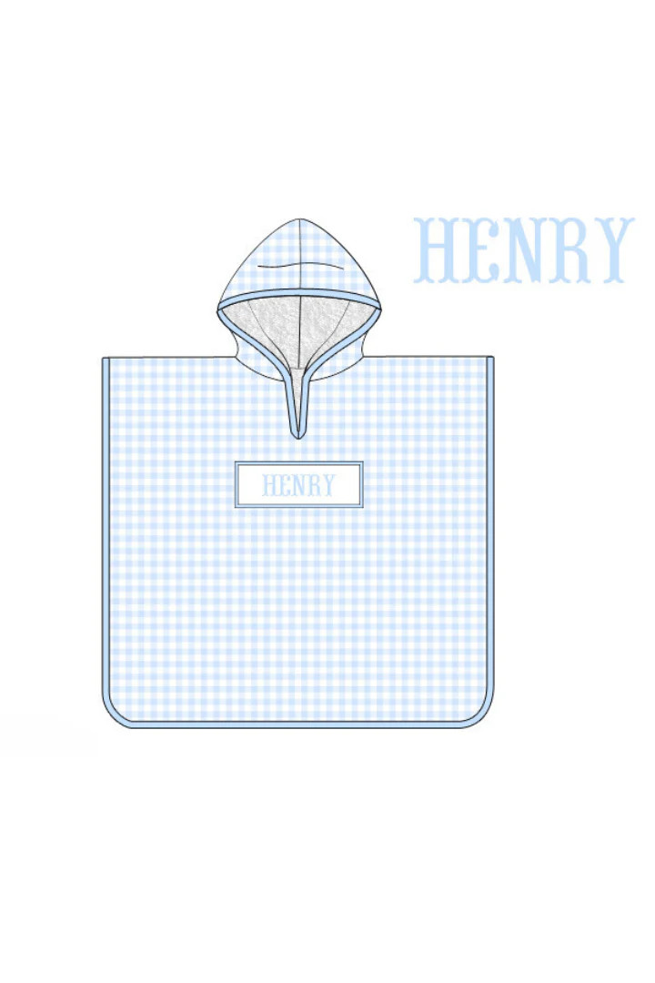 Pre- Order Custom Hand Smocked Name Blue Gingham Coverup | The Smocked Flamingo