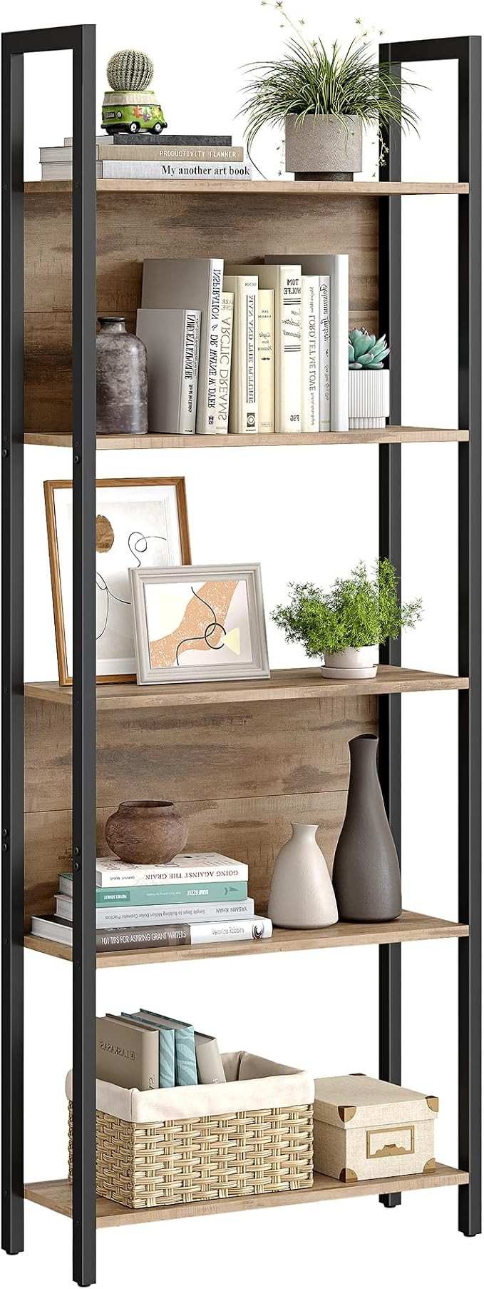 VASAGLE 5-Tier Bookshelf, Book Shelf, Industrial Bookcase, with Steel Frame, for Living Room, Hom... | Amazon (US)