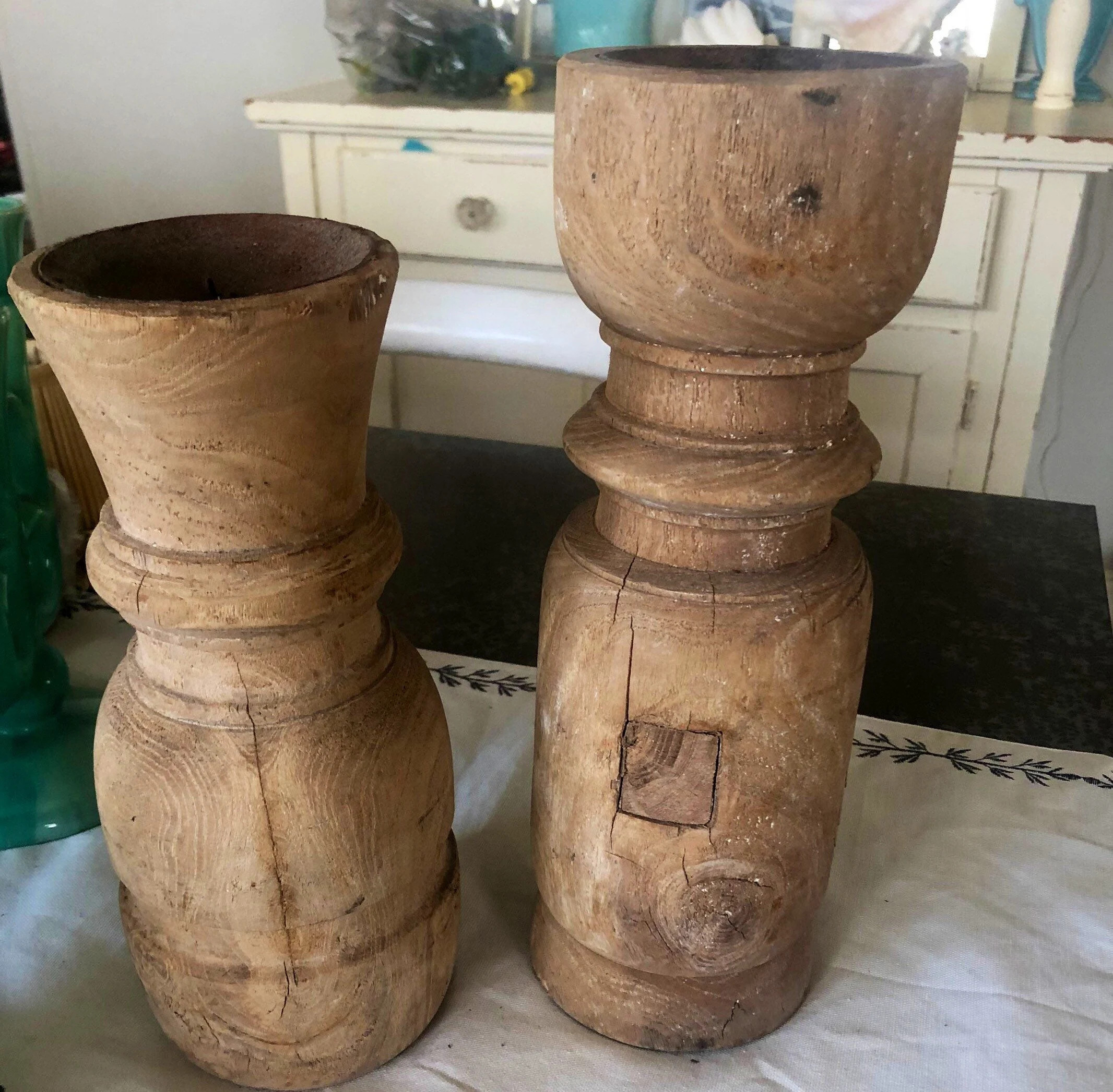 Large Architectural Candle Holders wood Balusters Candle Holder Pair - Etsy | Etsy (US)