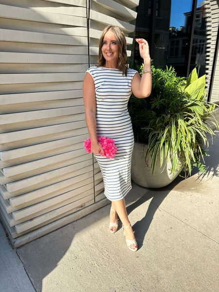 Date night outfit - love this striped midi dress for summer! 

Midi dress, date night outfit, summer dress, nude heels, pink clutch 

#LTKStyleTip #LTKItBag #LTKShoeCrush