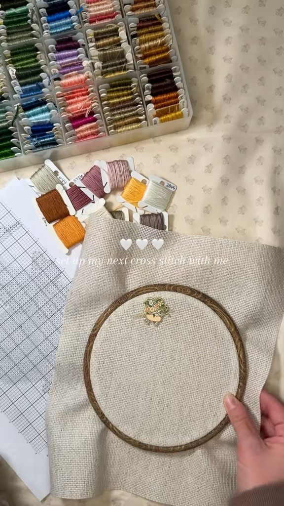 Linking everything I used to start cross stitching 🫶🏼 I can’t wait to start this project for my daughter’s birthday party/bedroom 🥰 #crossstitch #needlepoint #craft #hobby
