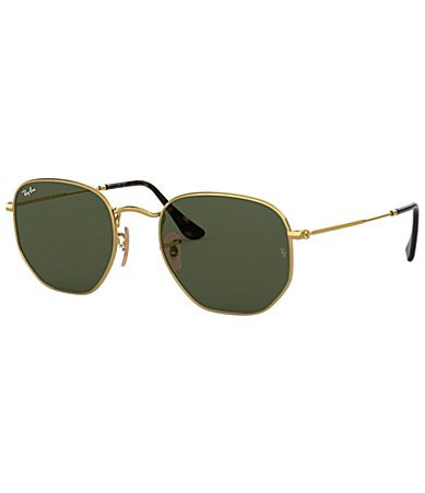 Ray-Ban Hexagonal Flat Lenses Sunglasses - Gold Green | Dillard's