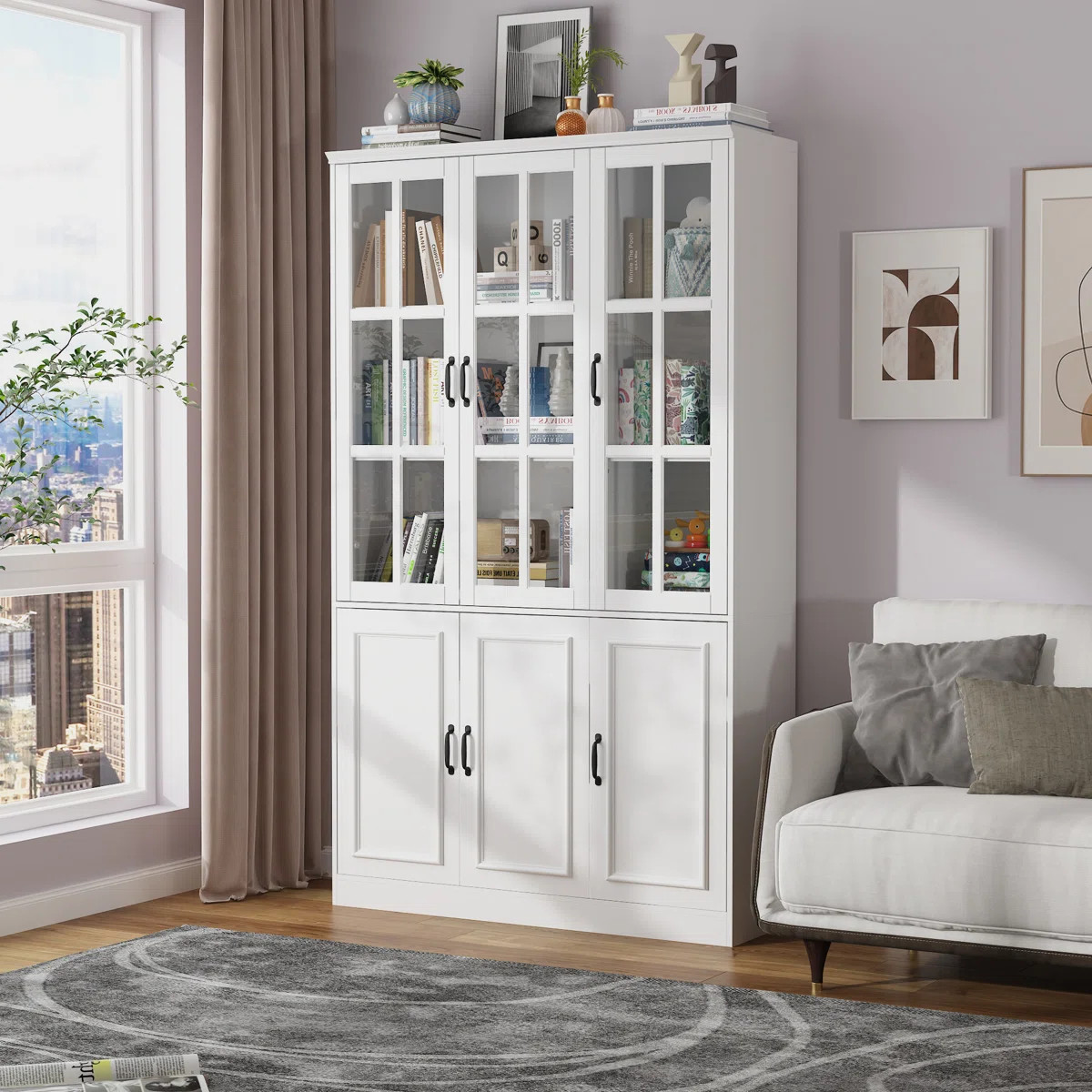 78.7'' H X 47'' W 5-Tier Bookcase With Glass Doors | Wayfair North America
