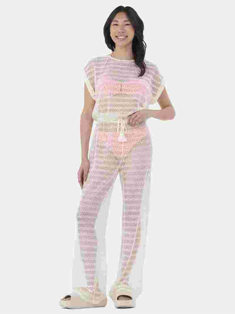 No Boundaries Striped Crochet Pants Coverup, Women's | Walmart (US)