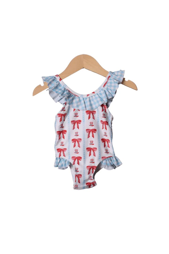 Red White and Bow Swimsuit | The Smocked Flamingo