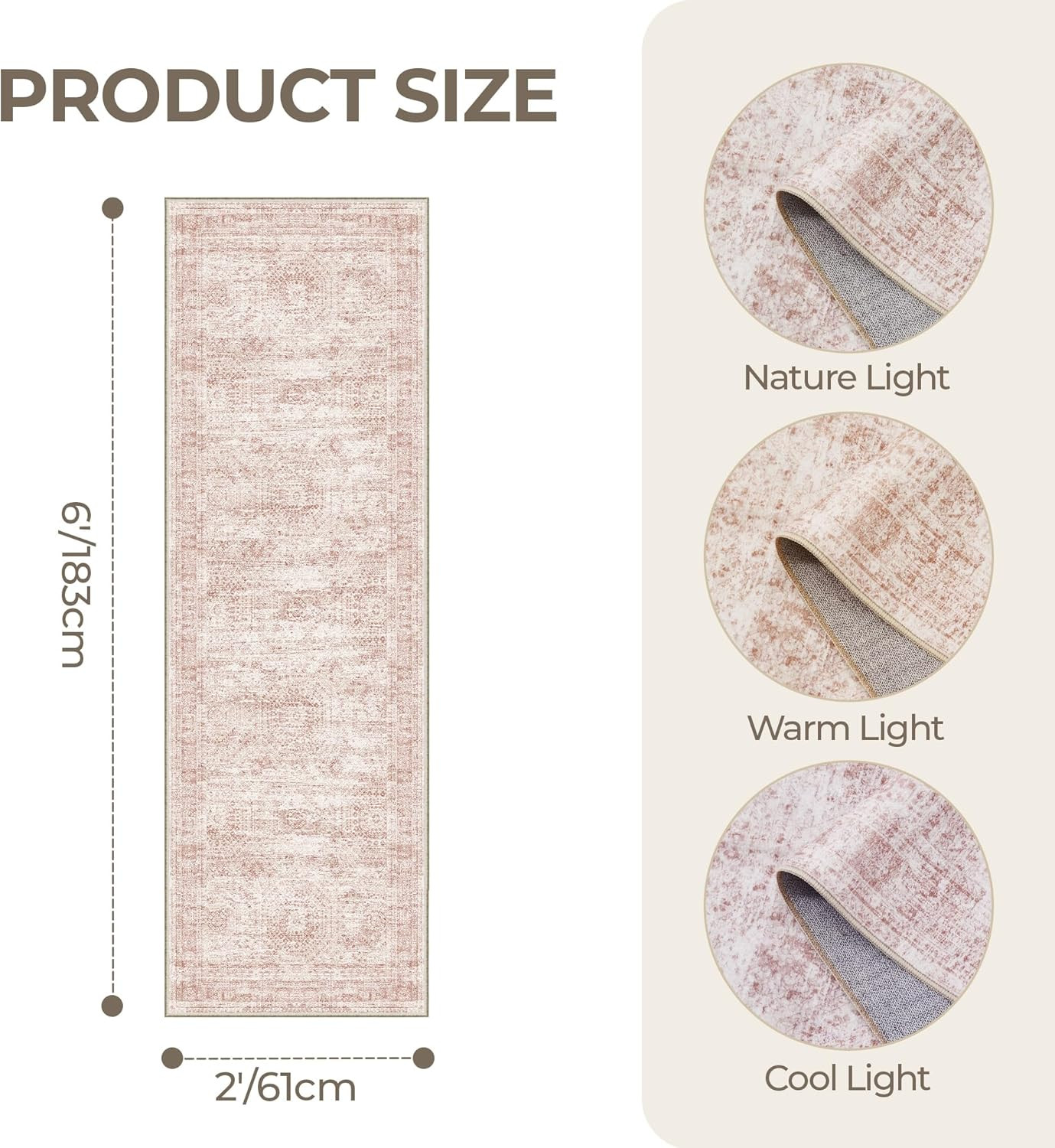 Washable Runner Rugs for Bedroom - 2x6 Runner Rug Non Slip, Ultra-Thin Entryway Runner, Soft Abst... | Amazon (US)