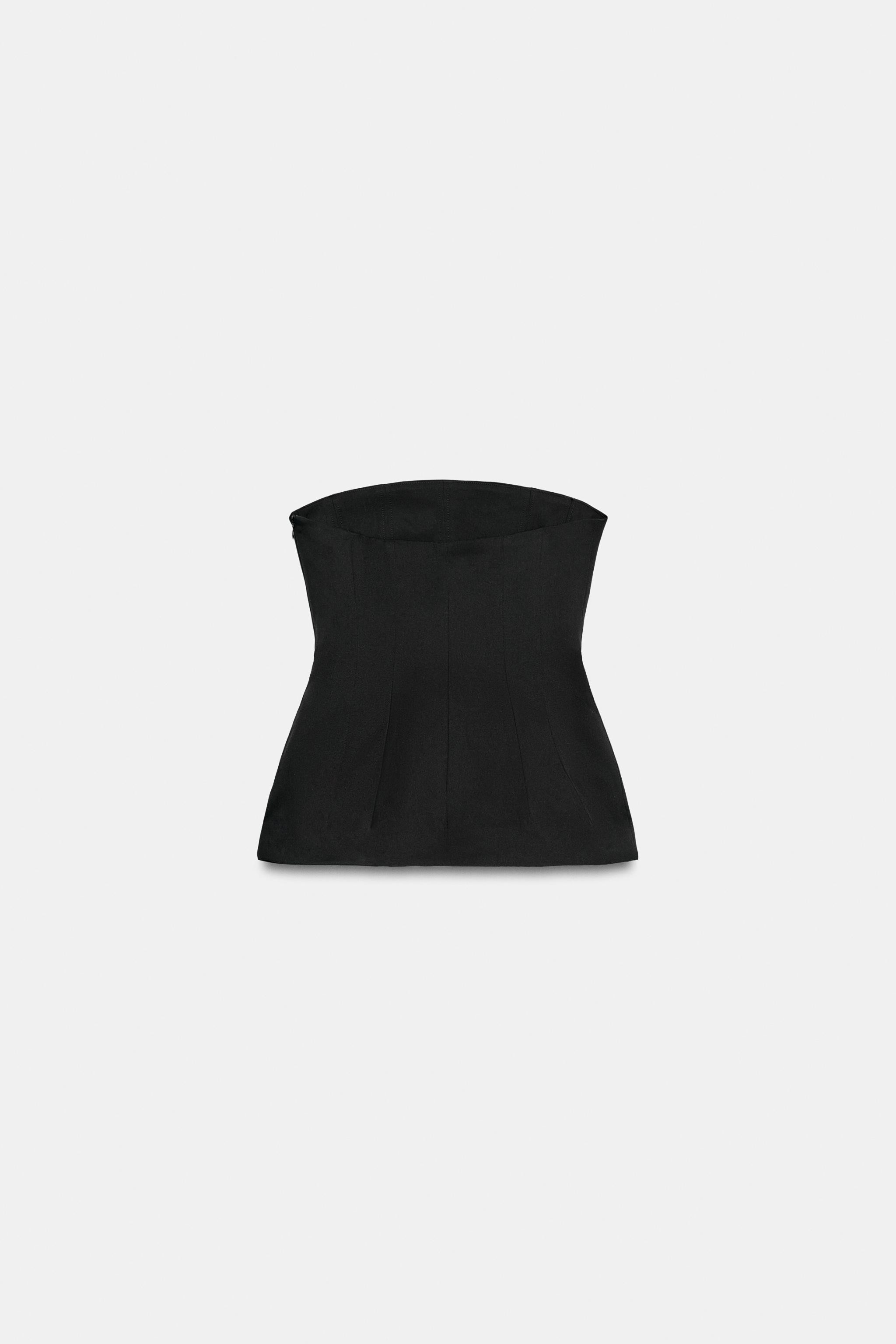DescriptionContentsMeasurementsZARA WOMAN COLLECTIONTop made of cotton yarn. Straight neckline an... | Zara US