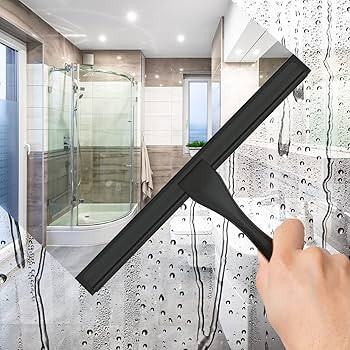 All-Purpose Stainless Steel Shower Squeegee for Shower Doors with 2 Adhesive Hooks, Bathroom Clea... | Amazon (US)