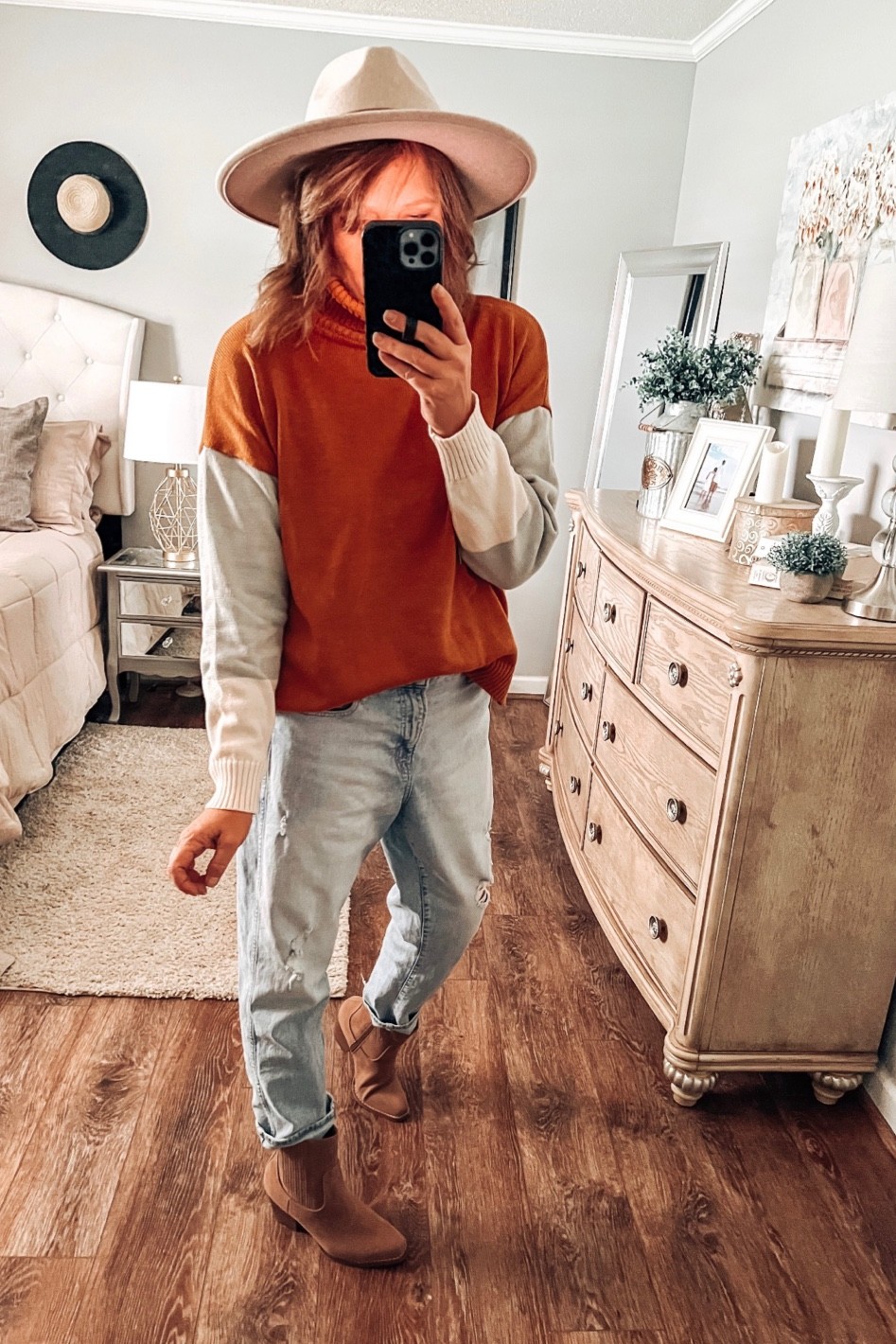 Color block neutral sweater with boyfriend jeans, Target boots ( all fits tts. Styled with a cute hat for a casual fall outfit. 

Jeans, sweaters, fall boots, Target boots, everyday outfit, fall outfit, fall fashion, casual outfit, weekend outfit, sale, fashion over 40

#LTKsalealert #LTKshoecrush #LTKunder50