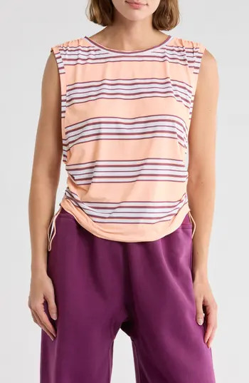 Free People Stripe Sport Mode Muscle T-Shirt in Pastel Peach Combo at Nordstrom Rack, Size X-Small | Nordstrom Rack