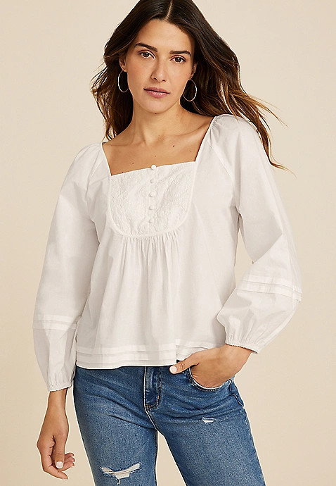 Embroidered Peasant Blouse | Maurices
