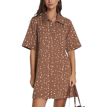 EZAPINE Womens Denim Shirt Dress Button Up Casual Jean Mini Dresses | Amazon (US)