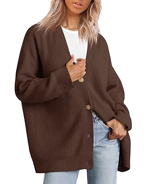 LILLUSORY Women's Cardigan 2023 Open Front Oversized Button Lightweight Sweaters V Neck Loose Car... | Amazon (US)