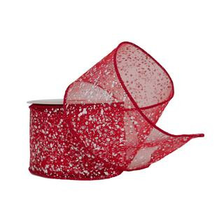 2.5" x 20ft. Red Sugar Dot Wired Sheer Ribbon by Celebrate It® Christmas | Michaels Stores