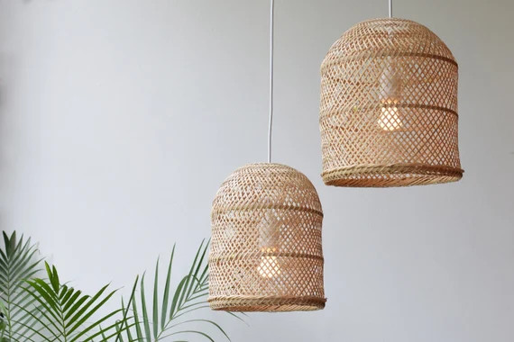 Bamboo Pendant Lights  Handmade Wooden Lampshade Hanging | Etsy Canada | Etsy (CAD)
