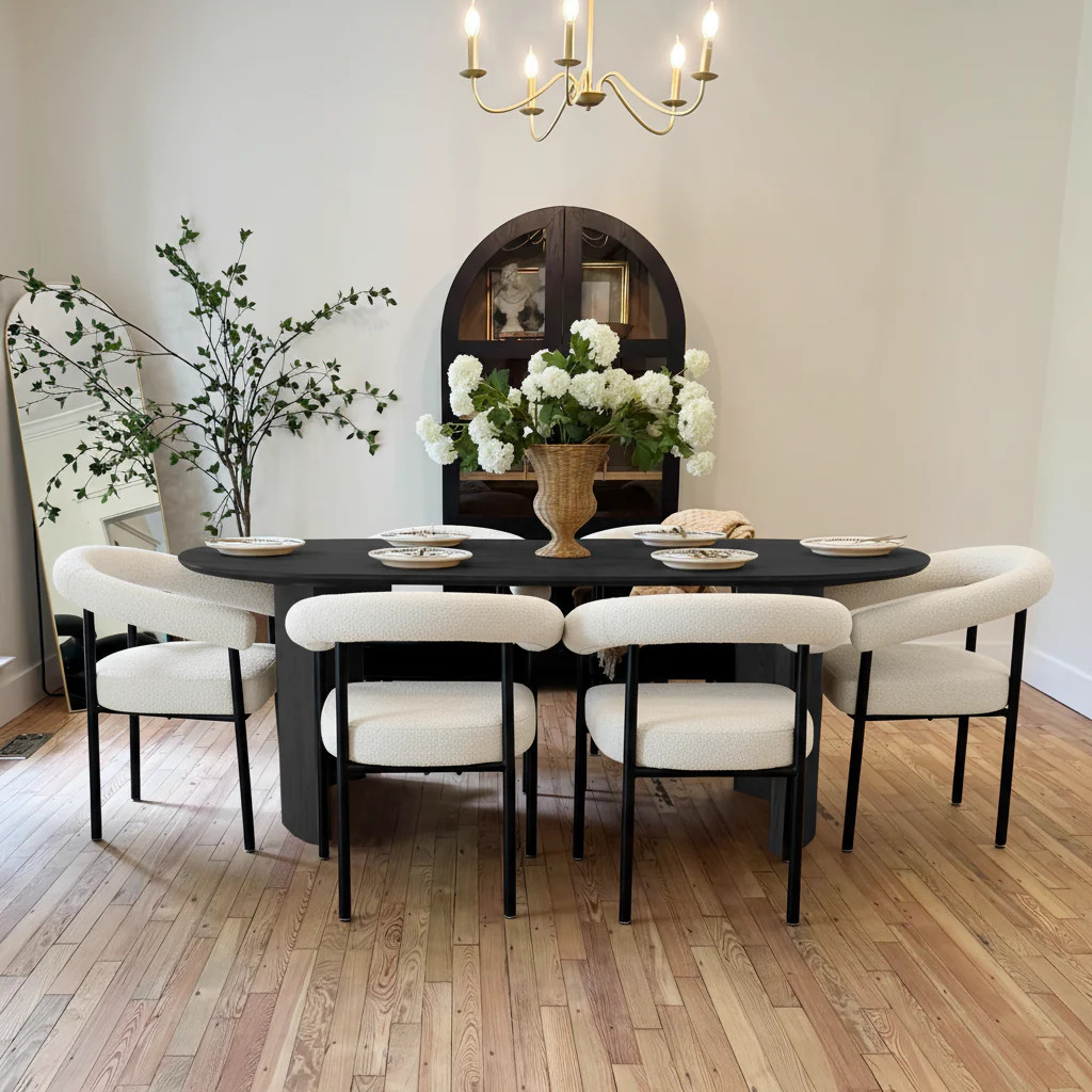 New York Modern Boucle Upholstered Dining Chair (Set of 2) | Pop Maison