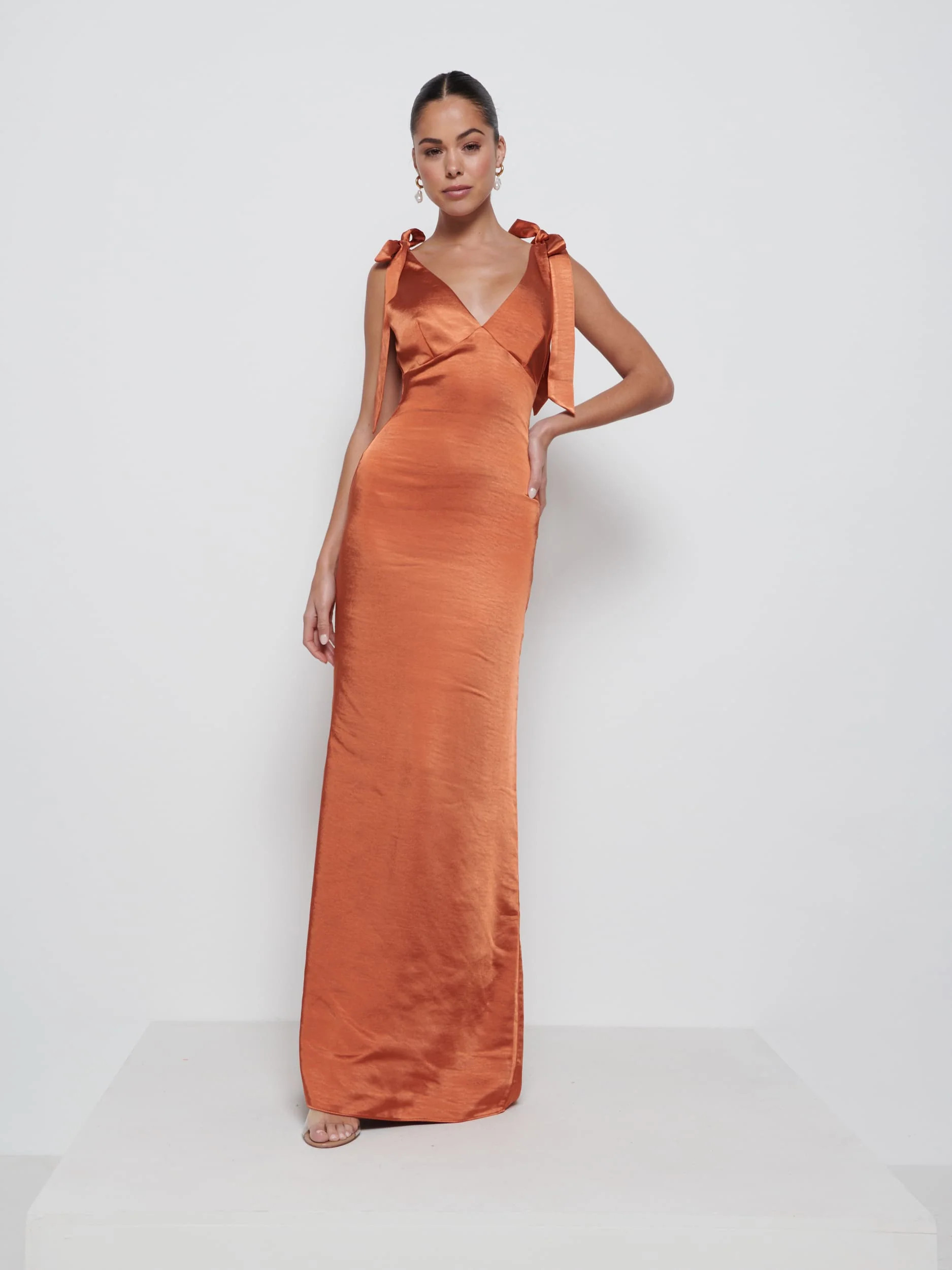 Piper Tie Maxi Bridesmaid Dress - Copper | Pretty Lavish (UK)