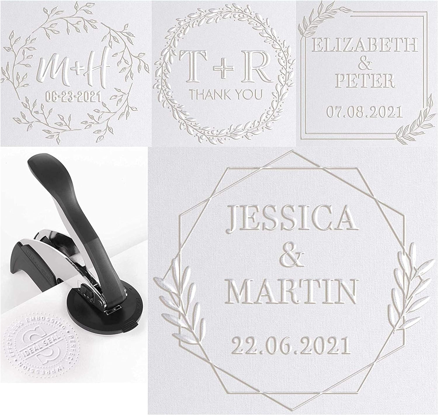 Personalized Library or Wedding Book Name Embosser Stamp | Wedding Embosser | Custom Wreath Embos... | Amazon (US)