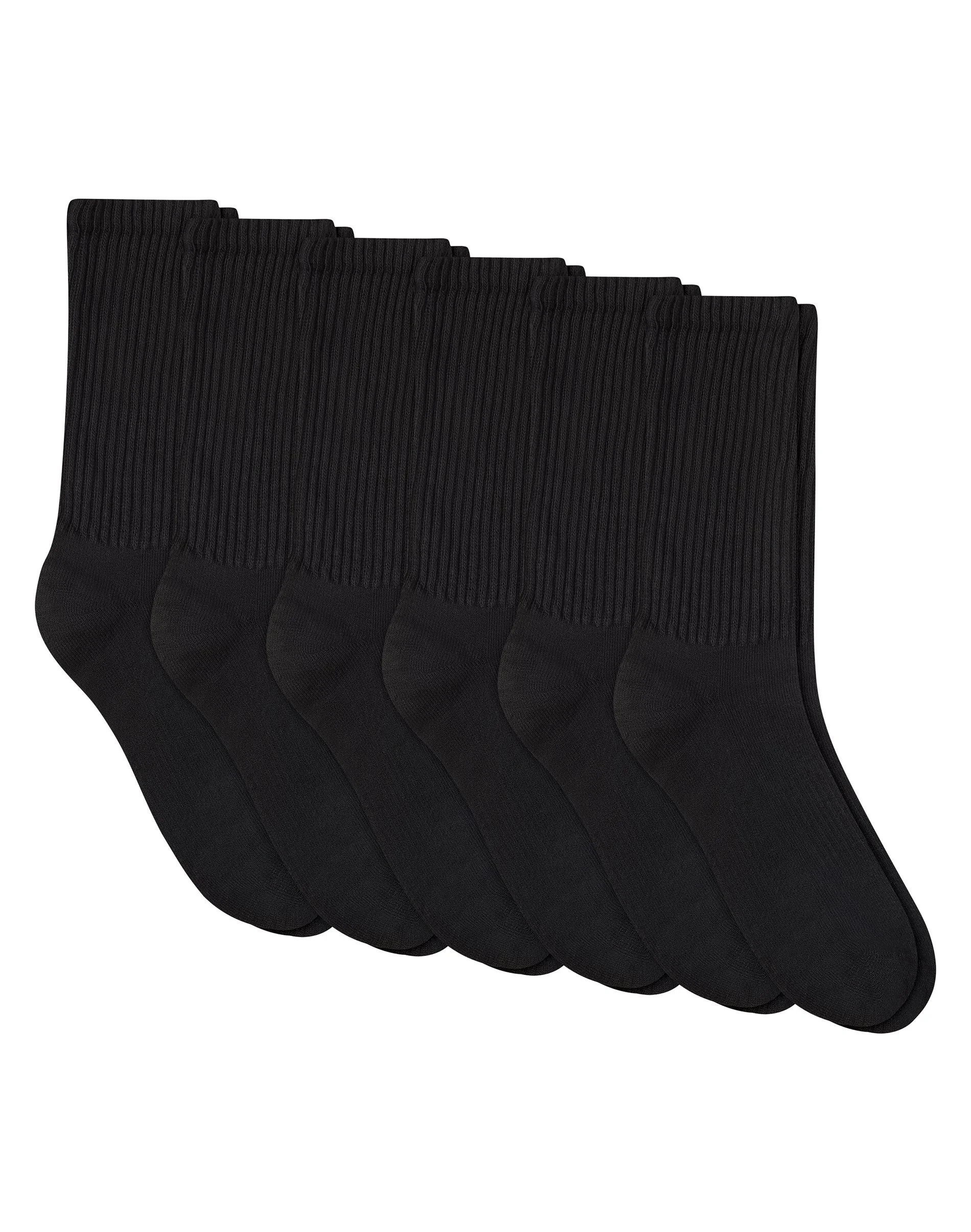 Hanes Unisex Plain Black Socks Pack, 6 Pairs, Crew S | Hanes.com