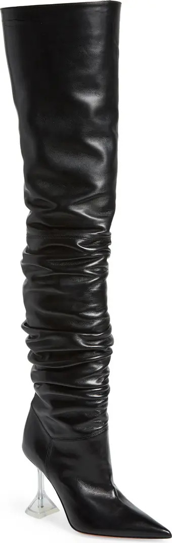 Amina Muaddi Olivia Glass Pointed Toe Over the Knee Boot (Women) | Nordstrom | Nordstrom