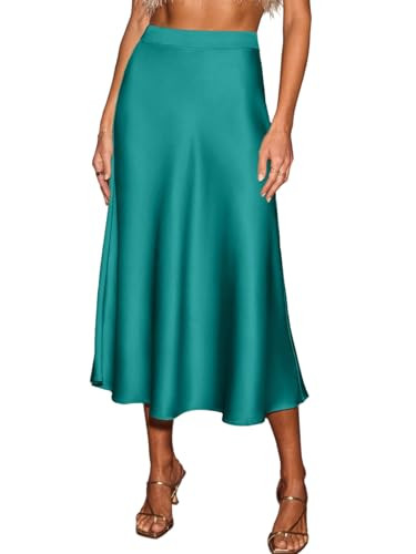 CUPSHE Women's Satin A-Line Midi Skirt High Waist | Amazon (US)