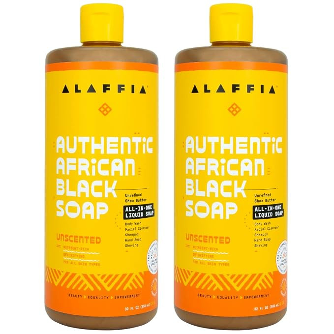 Alaffia Authentic African Black Soap, Unscented, 2-Pack – All-in-One Moisturizing Cleanser for ... | Amazon (US)