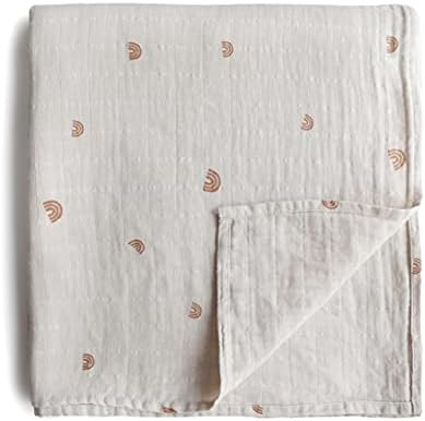 mushie Muslin Baby Swaddle Blanket | 100% Organic Cotton (Rainbows) | Amazon (US)