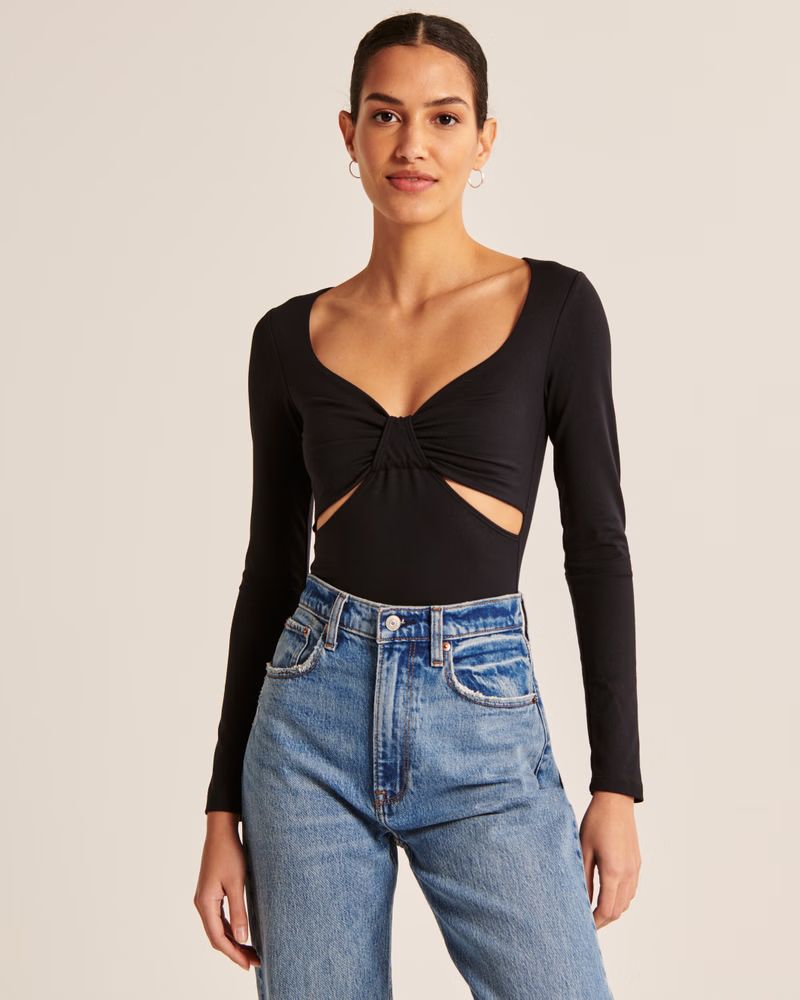 Double-Layered Seamless Fabric Cutout Bodysuit | Abercrombie & Fitch (US)
