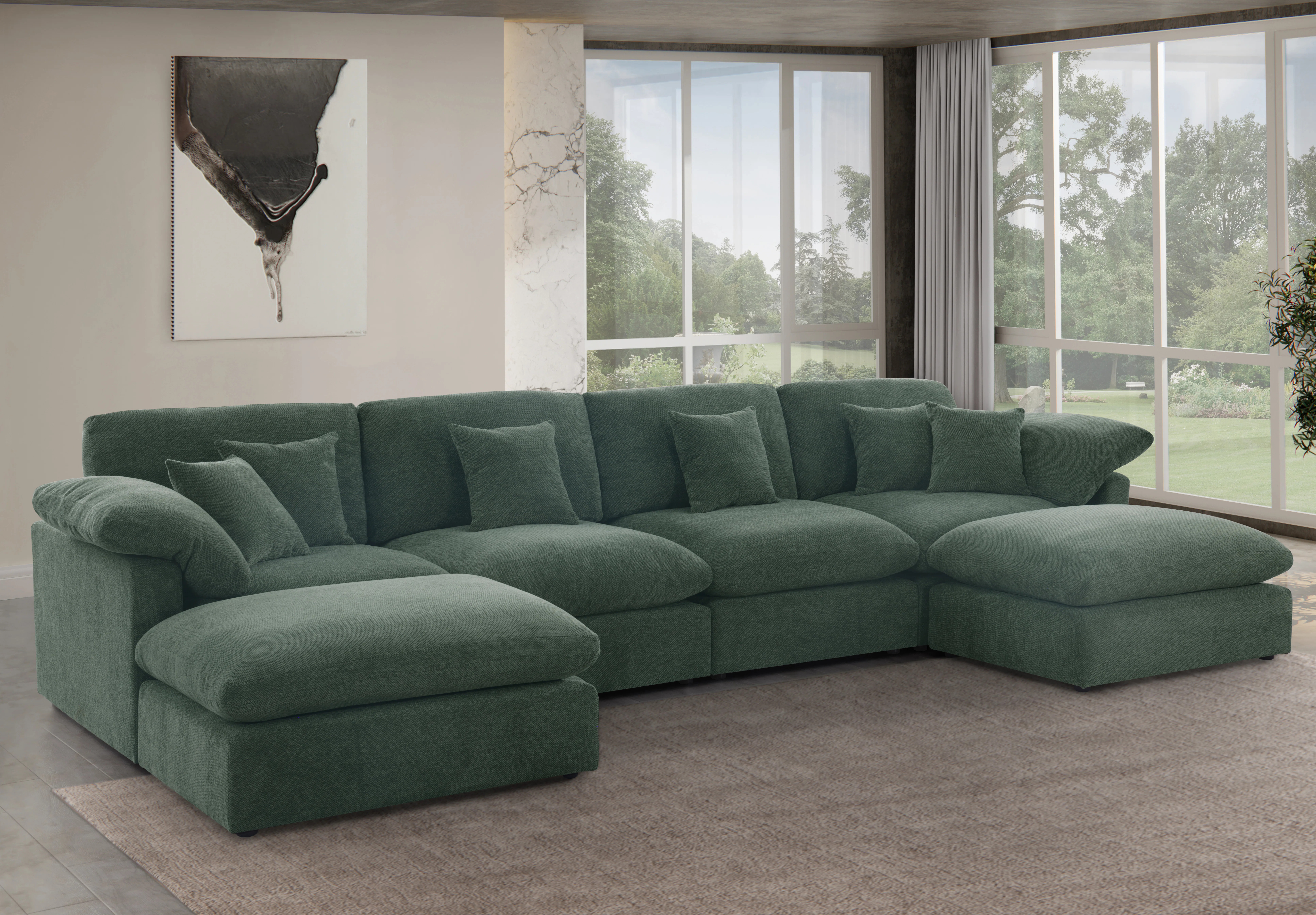 6 - Piece 155.7" U Shape Sectional Sofa Cloud Couch With Removable Ottomans | Wayfair North America