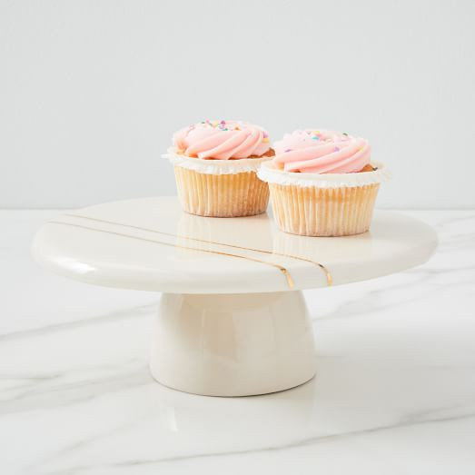 Honeycomb Studio Cake Stand - White &amp; Gold | West Elm (US)