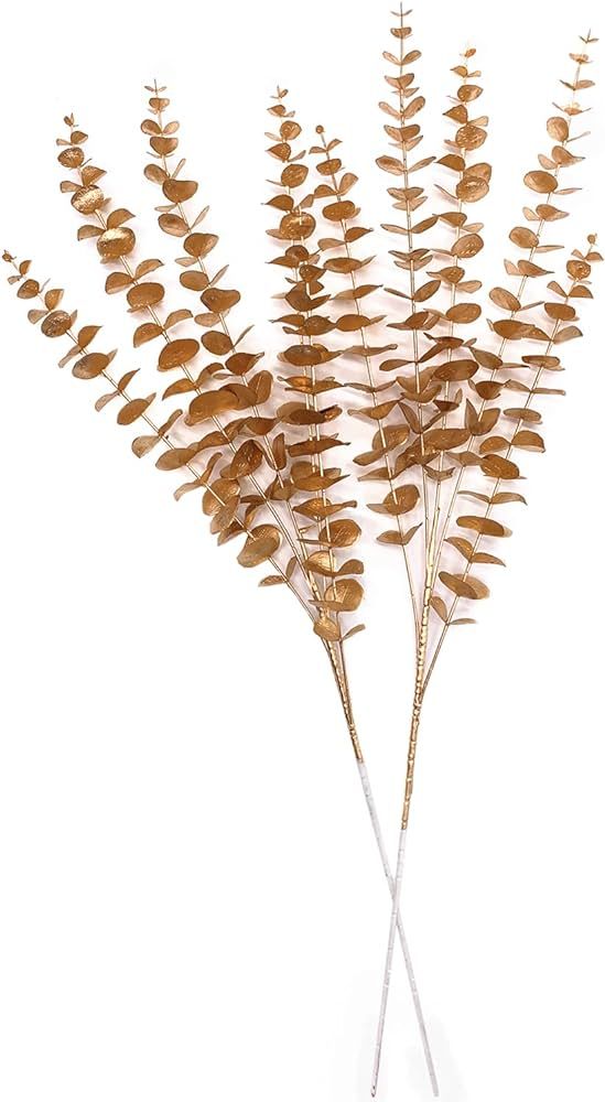 CATTREE Faux Gold Eucalyptus, Artificial Plastic Golden Plants 30" Tall 2 Pack, Christmas Decorat... | Amazon (US)