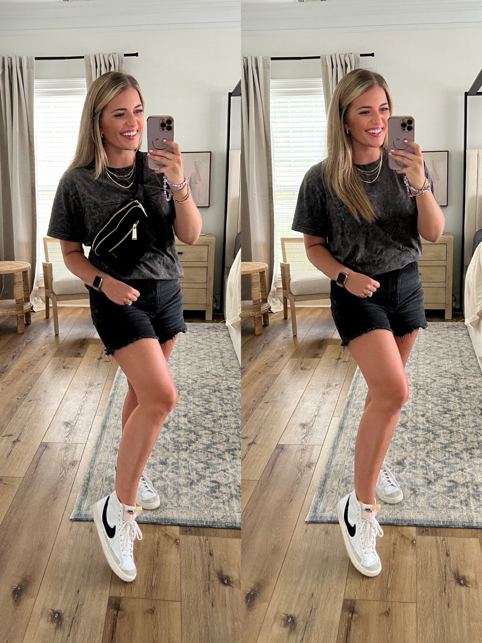 Fave tee - tts - m. $10 😍 SO soft and comfy! 
Fave black denim shorts / sized up 1 to the 10 for comfy fit  

#LTKshoecrush #LTKsalealert #LTKunder50