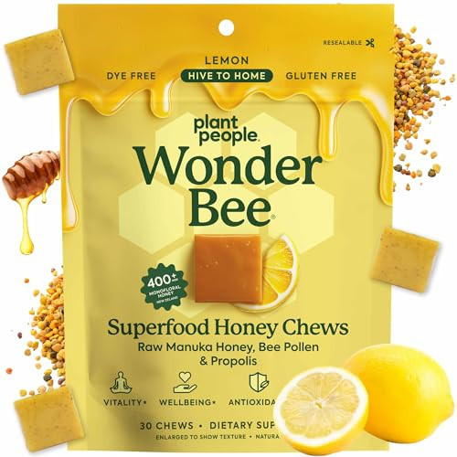 Plant People WonderBee Superfood Manuka Honey Chews, Lemon, 30 Count | Amazon (US)