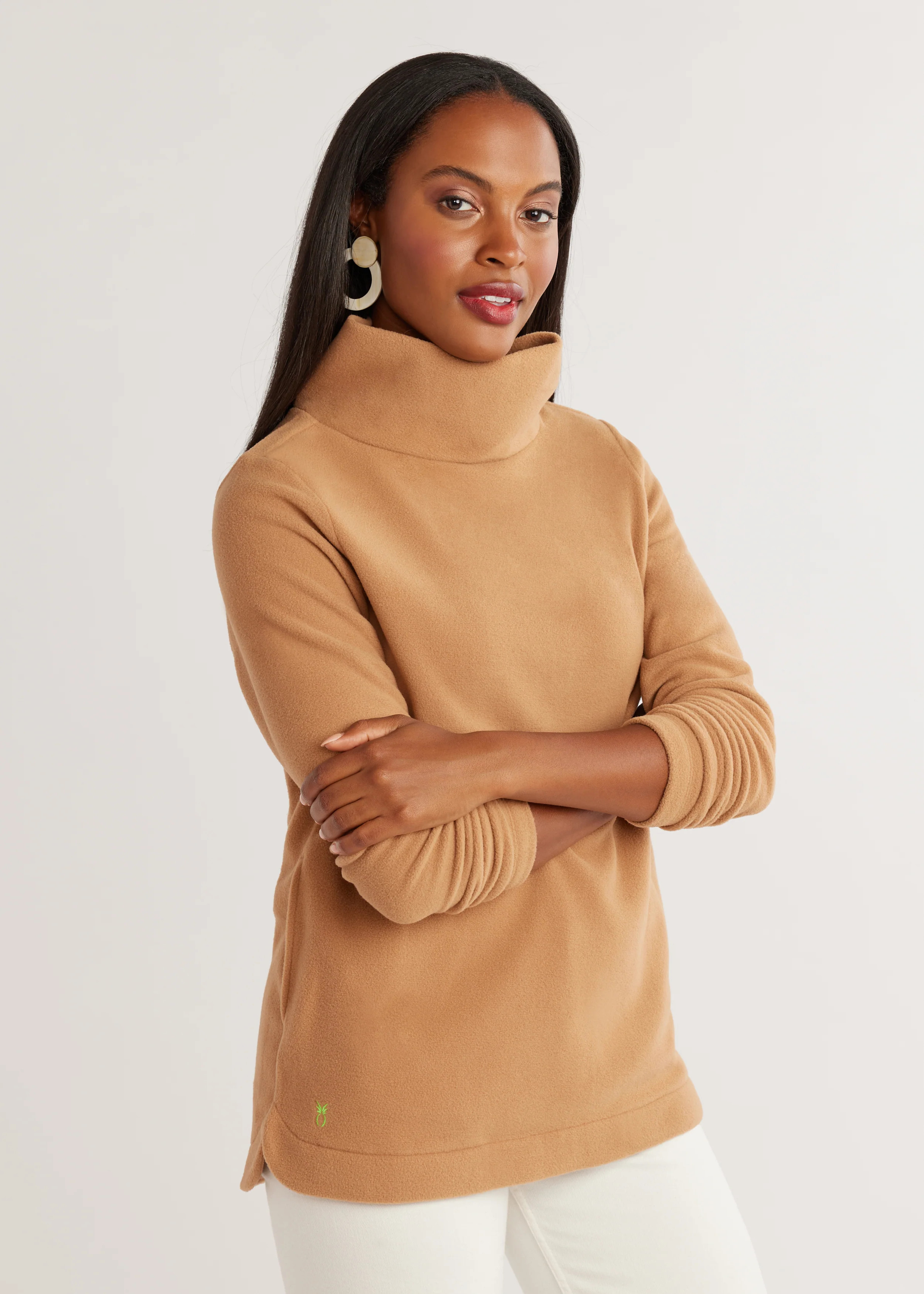 Millbrook Turtleneck in Vello Fleece (Camel) | Dudley Stephens