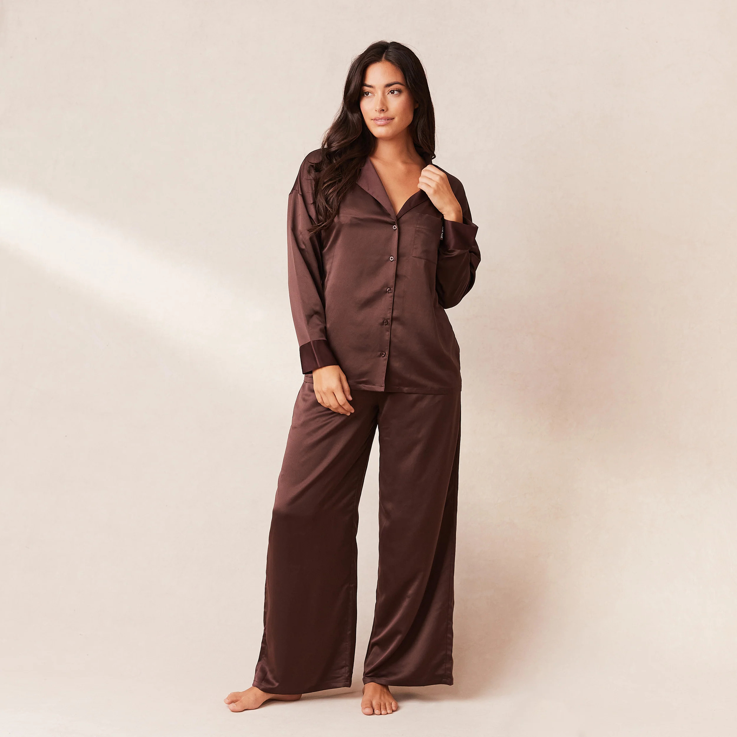 Classic Satin Pyjama Trousers - Chocolate | Lounge UK