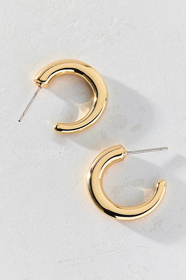 Essential Chunky Tube Hoop Earrings in Gold, Women's at Urban Outfitters | Urban Outfitters (US and RoW)