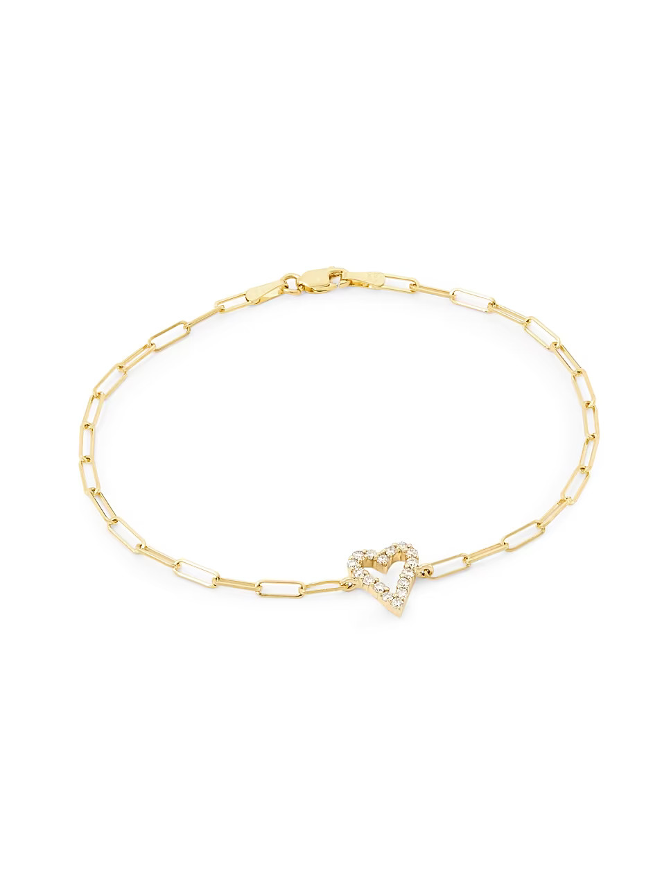 14K Yellow Gold & 0.24 TCW Diamond Heart Bracelet | Saks Fifth Avenue