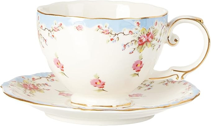 Gracie China by Coastline Imports Vintage Blue Rose Porcelain 11-Piece Tea Set, Blue | Amazon (US)