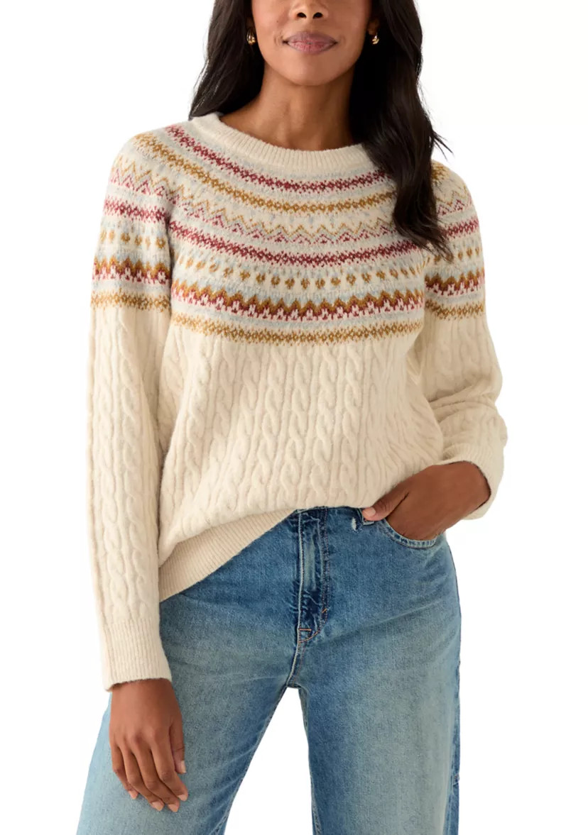 Women's Fairisle Cable Mix Crew Sweater | Belk