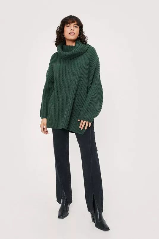 Oversized Knit Turtleneck Sweater | Nasty Gal (US)