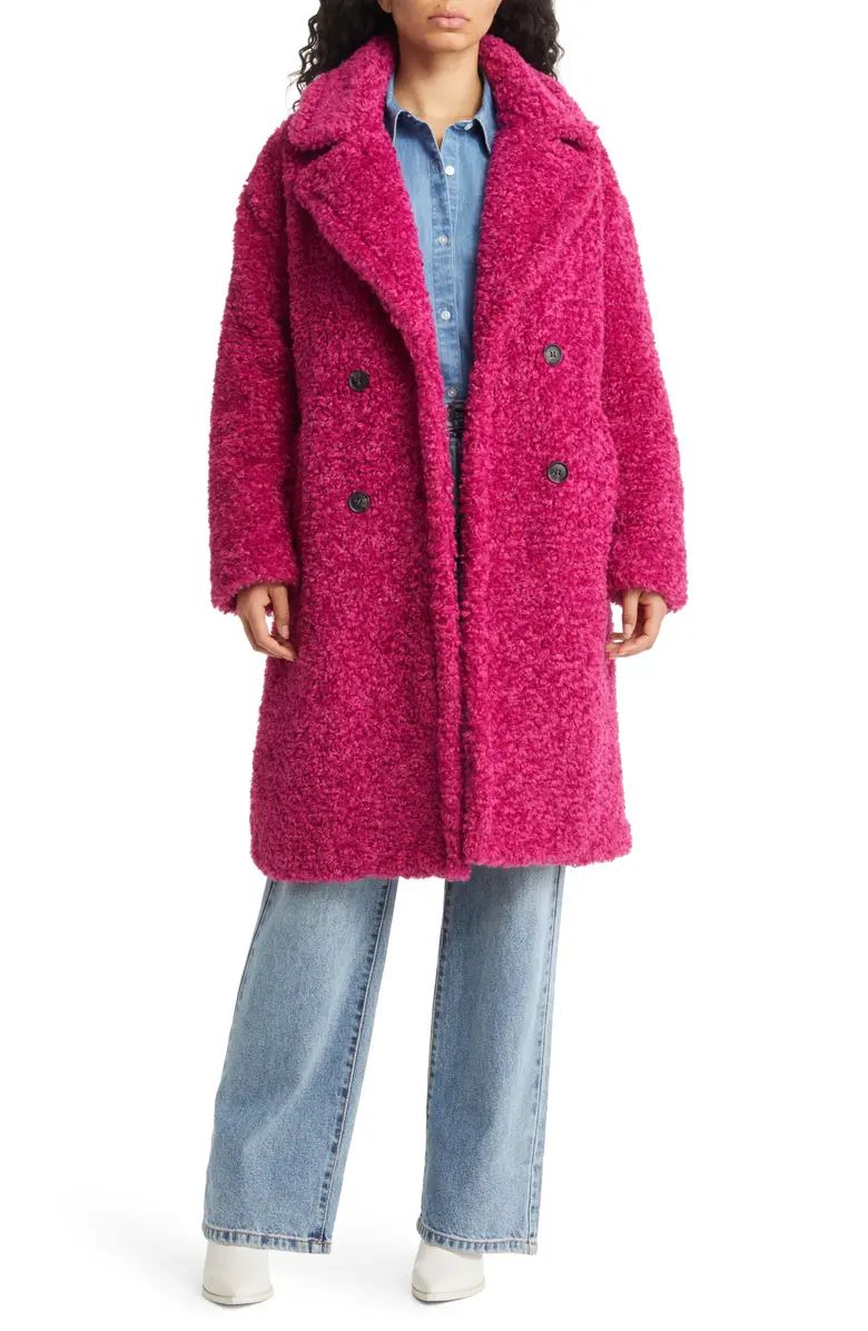 Double Breasted Faux Fur Teddy Coat | Nordstrom