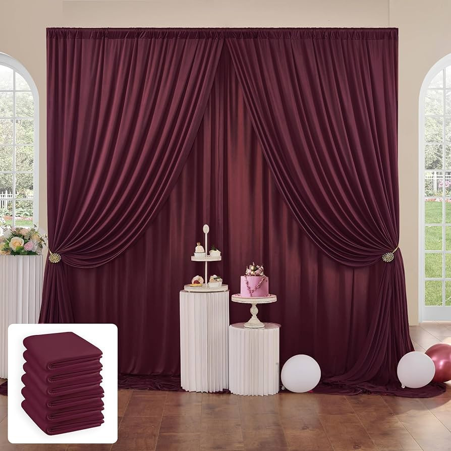 30 ft x 10 ft Wrinkle Free Maroon Backdrop Curtain for Parties, Polyester Burgundy Photo Backdrop... | Amazon (US)